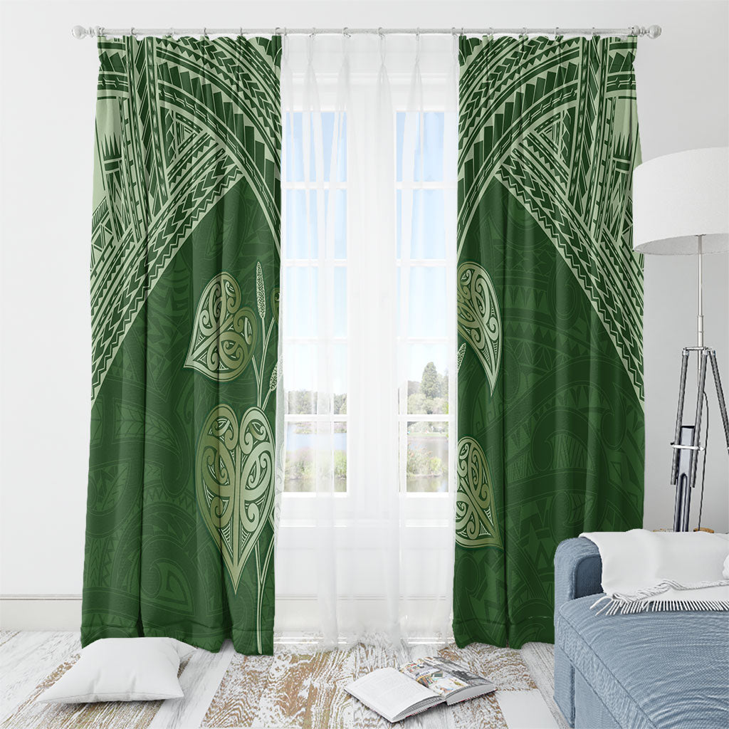 Green New Zealand Kawakawa Maori Ngaru Window Curtain