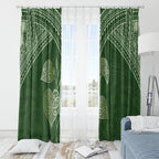 Green New Zealand Kawakawa Maori Ngaru Window Curtain