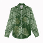 Green New Zealand Kawakawa Maori Ngaru Women Casual Shirt