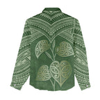Green New Zealand Kawakawa Maori Ngaru Women Casual Shirt