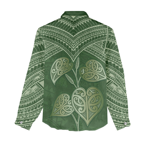 Green New Zealand Kawakawa Maori Ngaru Women Casual Shirt