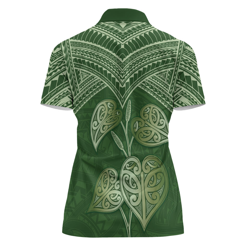 Green New Zealand Kawakawa Maori Ngaru Women Polo Shirt