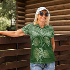 Green New Zealand Kawakawa Maori Ngaru Women Polo Shirt