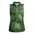 Green New Zealand Kawakawa Maori Ngaru Women Sleeveless Polo Shirt