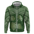 Green New Zealand Kawakawa Maori Ngaru Zip Hoodie