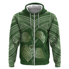 Green New Zealand Kawakawa Maori Ngaru Zip Hoodie