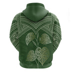 Green New Zealand Kawakawa Maori Ngaru Zip Hoodie