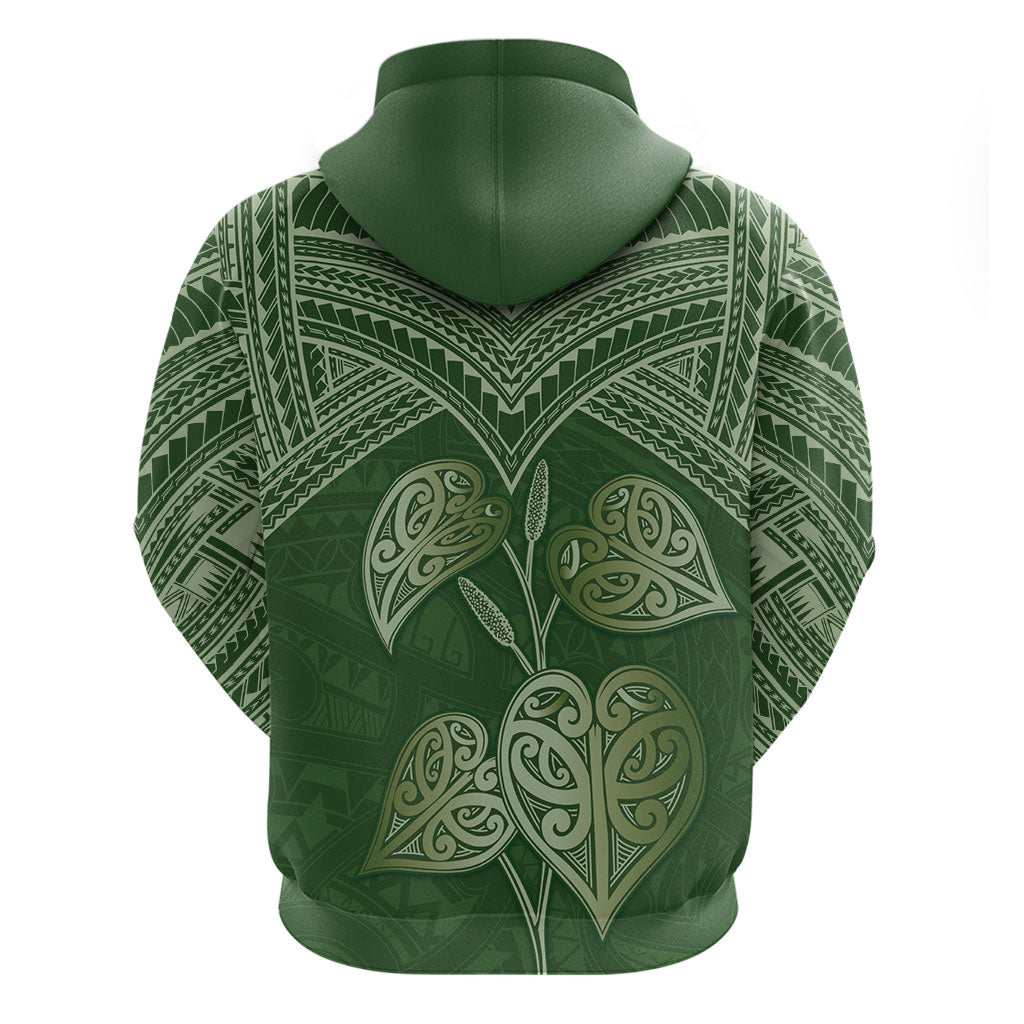 Green New Zealand Kawakawa Maori Ngaru Zip Hoodie