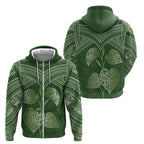 Green New Zealand Kawakawa Maori Ngaru Zip Hoodie