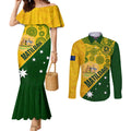 matildas-soccer-couples-matching-mermaid-dress-and-long-sleeve-button-shirt-australian-indigenous-national-color