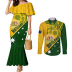 matildas-soccer-couples-matching-mermaid-dress-and-long-sleeve-button-shirt-australian-indigenous-national-color