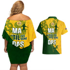 matildas-soccer-couples-matching-off-shoulder-short-dress-and-hawaiian-shirt-australian-indigenous-national-color