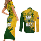 matildas-soccer-couples-matching-short-sleeve-bodycon-dress-and-long-sleeve-button-shirt-australian-indigenous-national-color