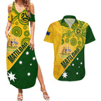 matildas-soccer-couples-matching-summer-maxi-dress-and-hawaiian-shirt-australian-indigenous-national-color
