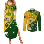 matildas-soccer-couples-matching-summer-maxi-dress-and-long-sleeve-button-shirt-australian-indigenous-national-color