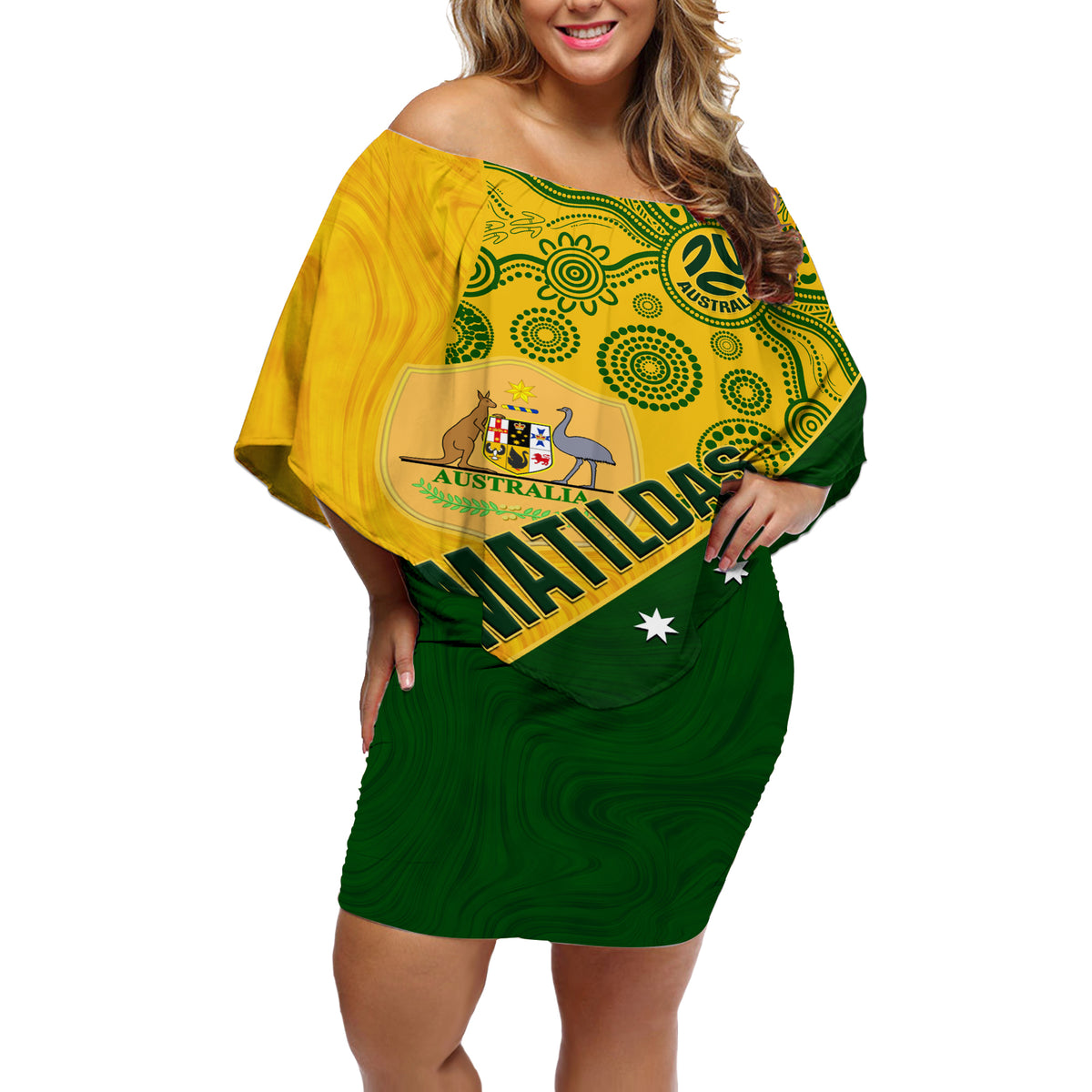matildas-soccer-off-shoulder-short-dress-australian-indigenous-national-color