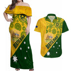 custom-matildas-soccer-couples-matching-off-shoulder-maxi-dress-and-hawaiian-shirt-australian-indigenous-national-color