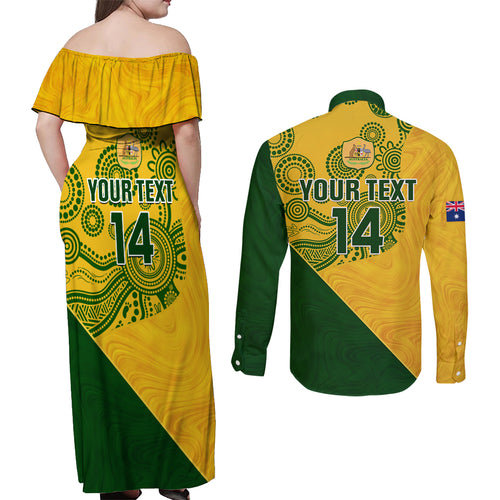custom-matildas-soccer-couples-matching-off-shoulder-maxi-dress-and-long-sleeve-button-shirt-australian-indigenous-national-color