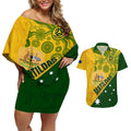 custom-matildas-soccer-couples-matching-off-shoulder-short-dress-and-hawaiian-shirt-australian-indigenous-national-color