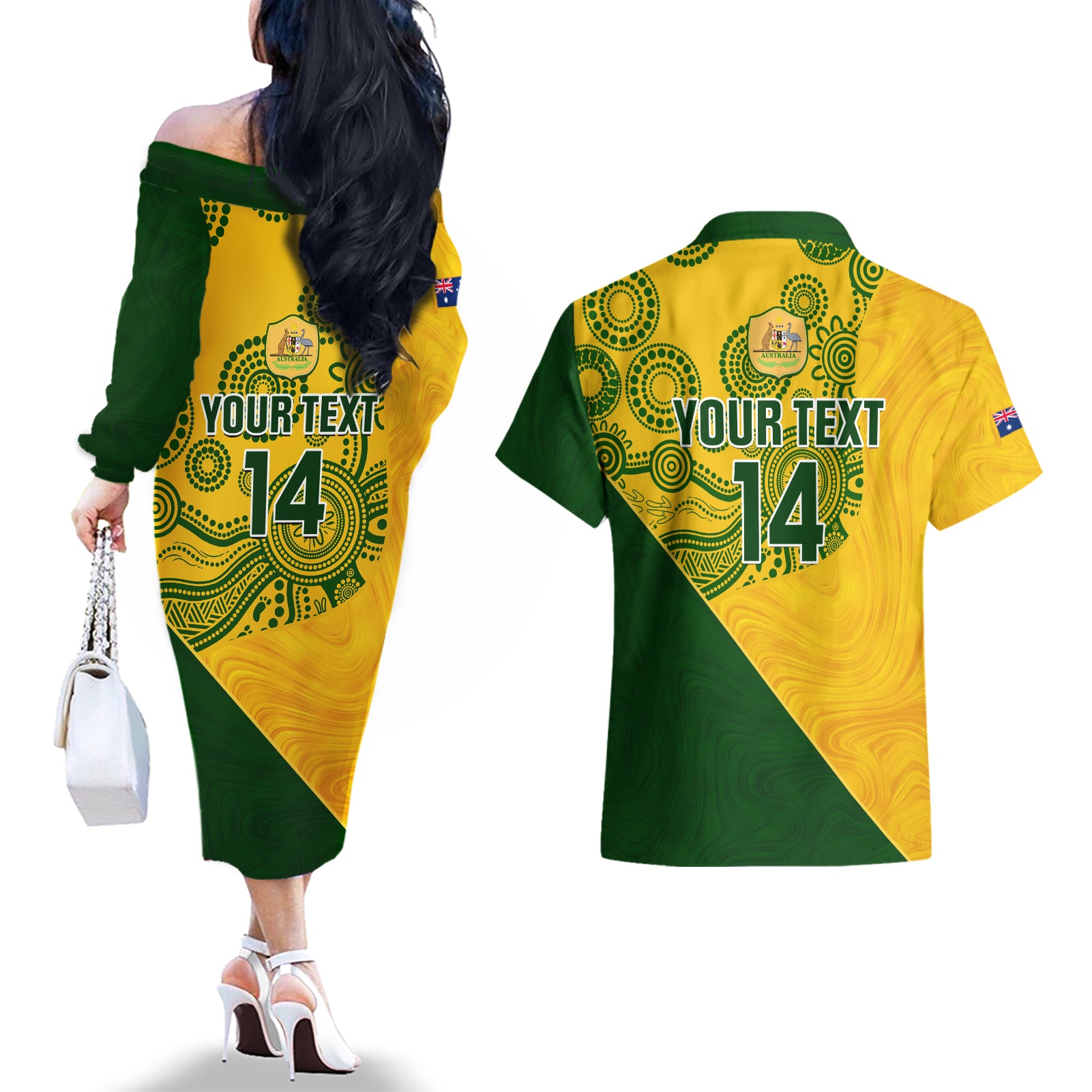 custom-matildas-soccer-couples-matching-off-the-shoulder-long-sleeve-dress-and-hawaiian-shirt-australian-indigenous-national-color