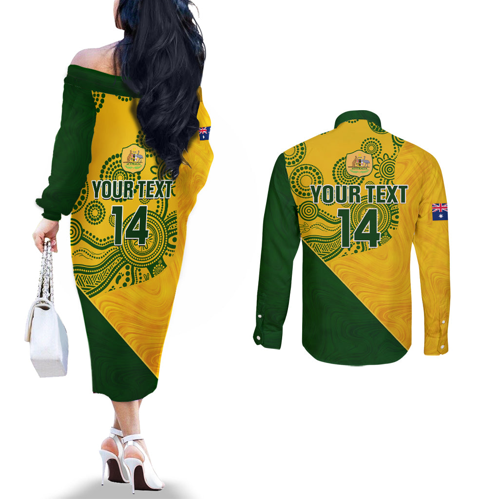 custom-matildas-soccer-couples-matching-off-the-shoulder-long-sleeve-dress-and-long-sleeve-button-shirt-australian-indigenous-national-color