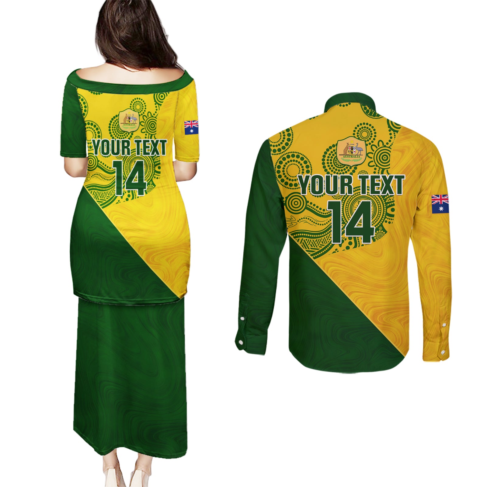 custom-matildas-soccer-couples-matching-puletasi-dress-and-long-sleeve-button-shirt-australian-indigenous-national-color