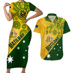 custom-matildas-soccer-couples-matching-short-sleeve-bodycon-dress-and-hawaiian-shirt-australian-indigenous-national-color