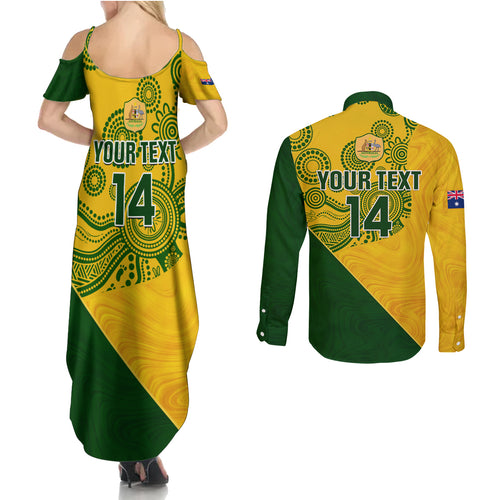 custom-matildas-soccer-couples-matching-summer-maxi-dress-and-long-sleeve-button-shirt-australian-indigenous-national-color