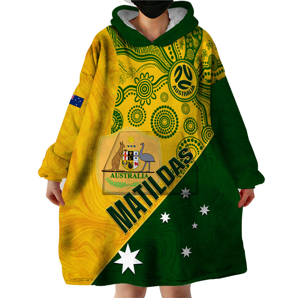 custom-matildas-soccer-wearable-blanket-hoodie-australian-indigenous-national-color