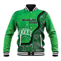 Custom Melbourne Stars Baseball Jacket Indigenous Art - Grunge Style