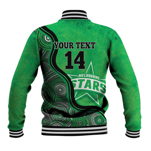 Custom Melbourne Stars Baseball Jacket Indigenous Art - Grunge Style