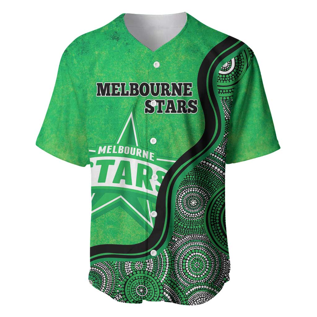 Custom Melbourne Stars Baseball Jersey Indigenous Art - Grunge Style