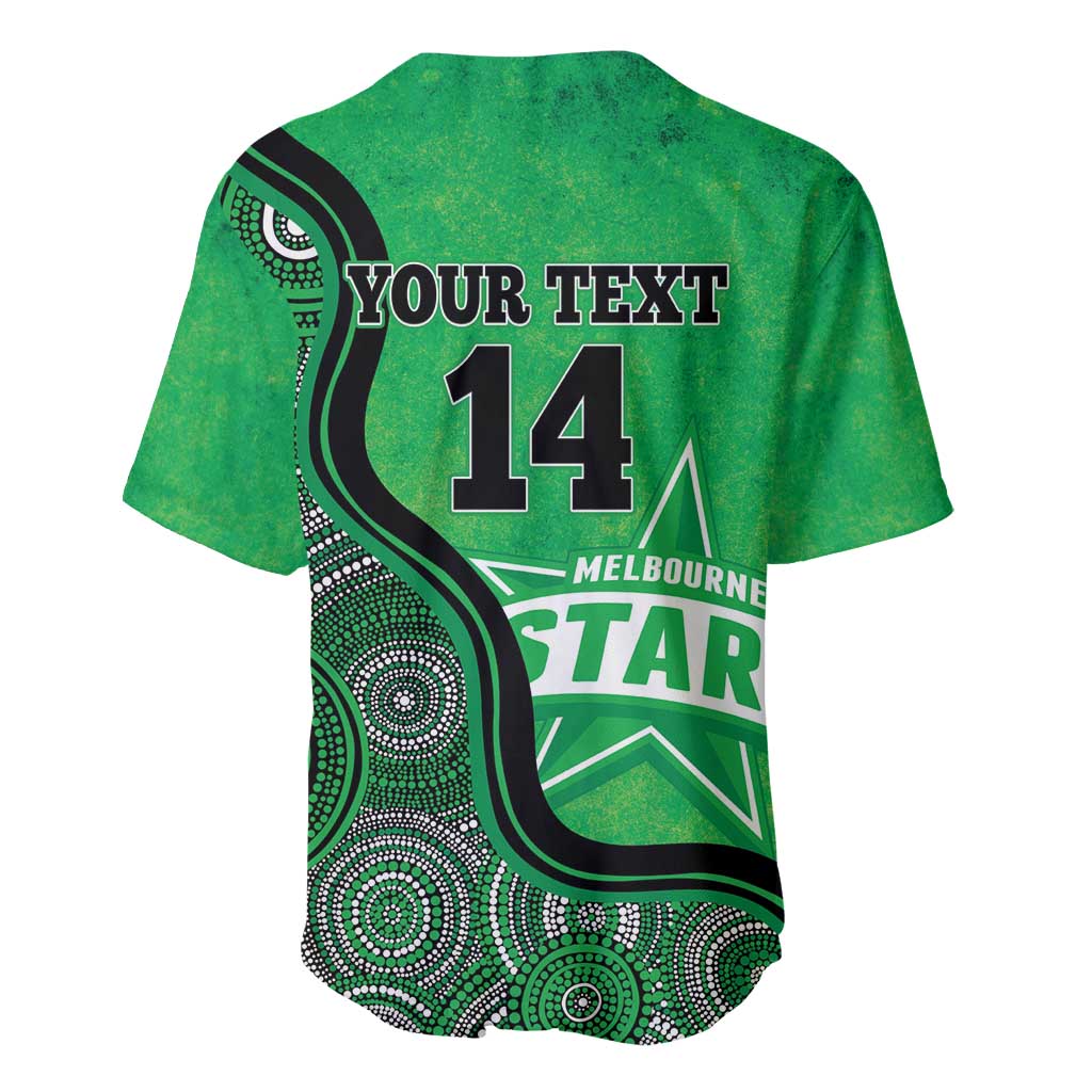 Custom Melbourne Stars Baseball Jersey Indigenous Art - Grunge Style