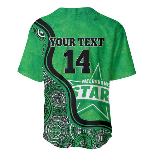 Custom Melbourne Stars Baseball Jersey Indigenous Art - Grunge Style