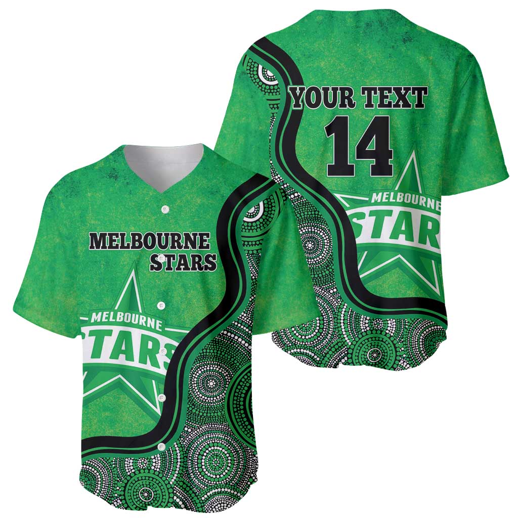 Custom Melbourne Stars Baseball Jersey Indigenous Art - Grunge Style