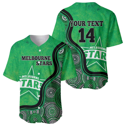 Custom Melbourne Stars Baseball Jersey Indigenous Art - Grunge Style