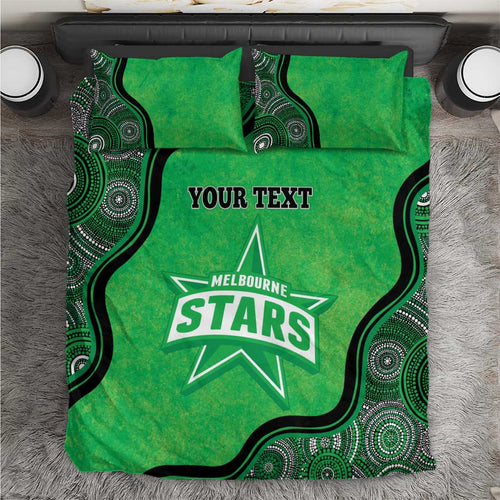 Custom Melbourne Stars Bedding Set Indigenous Art - Grunge Style