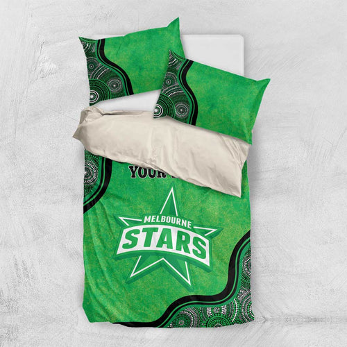Custom Melbourne Stars Bedding Set Indigenous Art - Grunge Style
