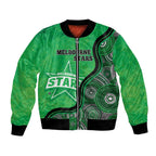 Custom Melbourne Stars Bomber Jacket Indigenous Art - Grunge Style