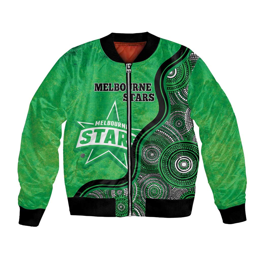 Custom Melbourne Stars Bomber Jacket Indigenous Art - Grunge Style