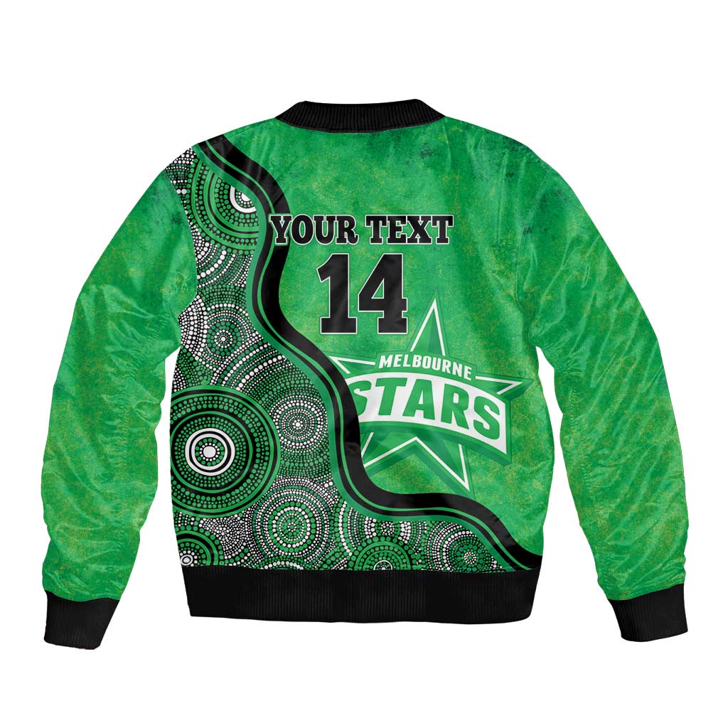 Custom Melbourne Stars Bomber Jacket Indigenous Art - Grunge Style