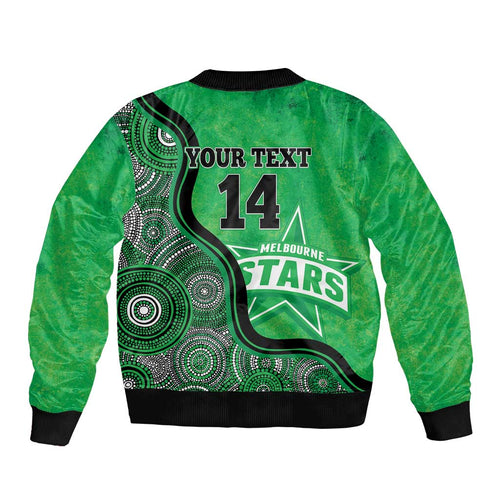 Custom Melbourne Stars Bomber Jacket Indigenous Art - Grunge Style