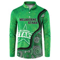 Custom Melbourne Stars Button Sweatshirt Indigenous Art - Grunge Style