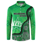 Custom Melbourne Stars Button Sweatshirt Indigenous Art - Grunge Style
