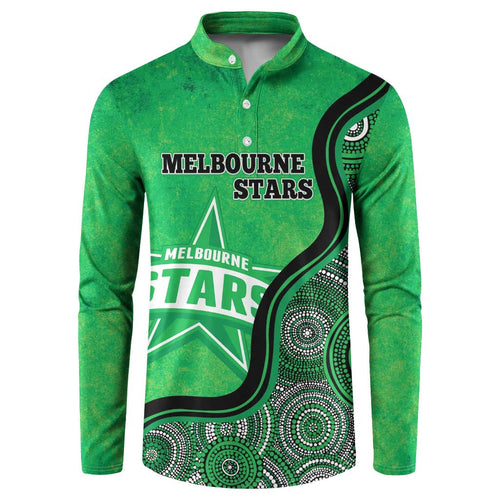 Custom Melbourne Stars Button Sweatshirt Indigenous Art - Grunge Style