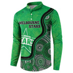 Custom Melbourne Stars Button Sweatshirt Indigenous Art - Grunge Style