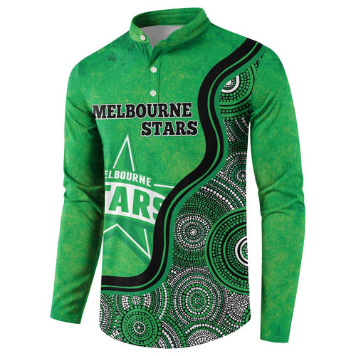Custom Melbourne Stars Button Sweatshirt Indigenous Art - Grunge Style