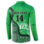 Custom Melbourne Stars Button Sweatshirt Indigenous Art - Grunge Style
