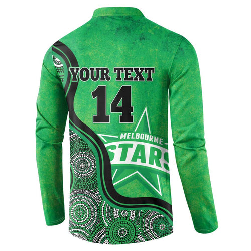 Custom Melbourne Stars Button Sweatshirt Indigenous Art - Grunge Style