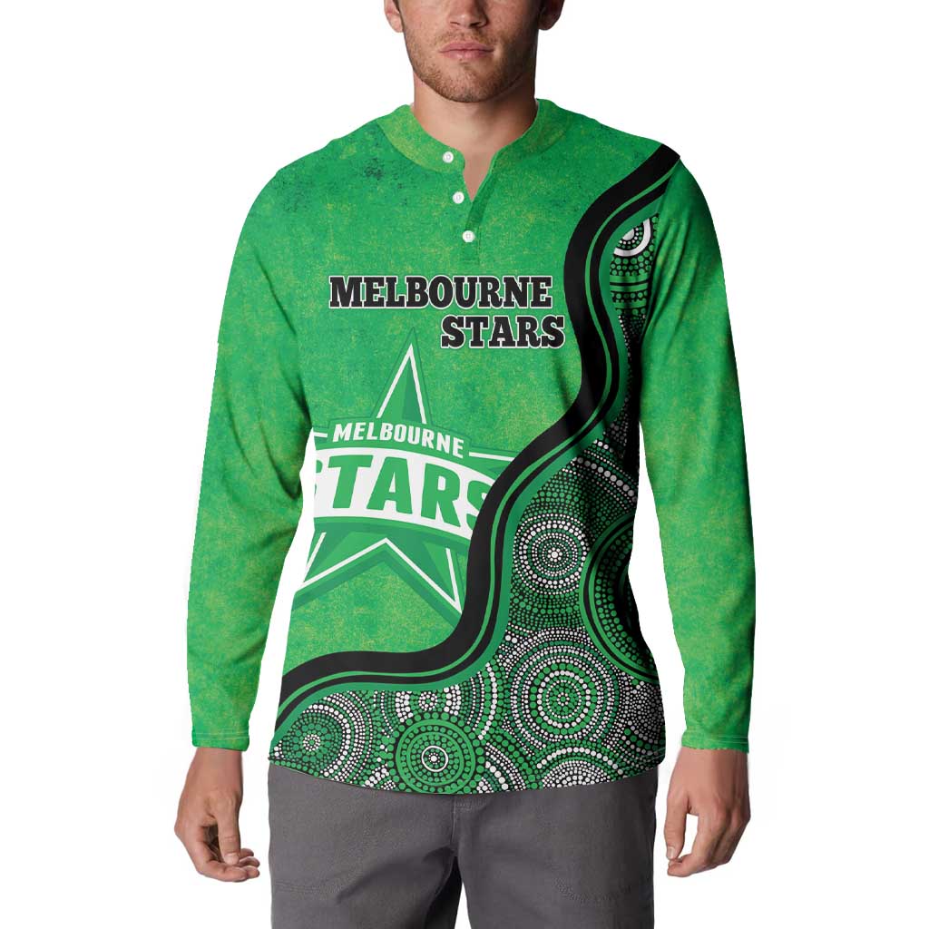 Custom Melbourne Stars Button Sweatshirt Indigenous Art - Grunge Style